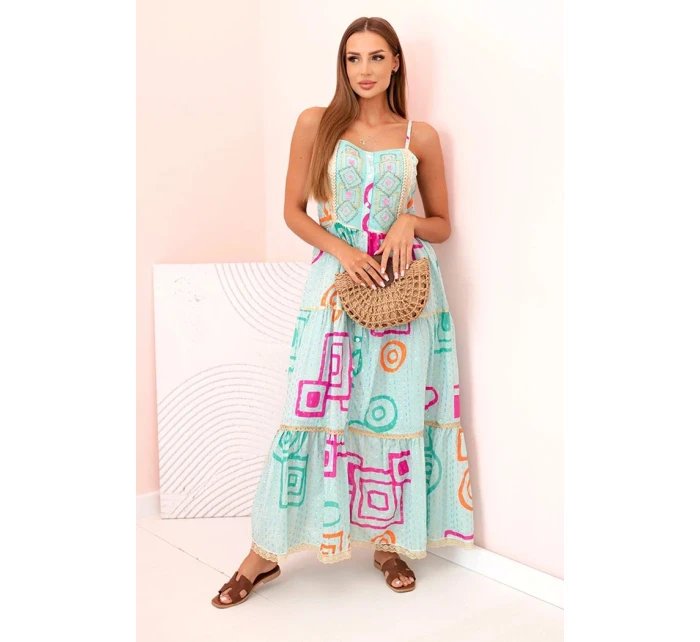 Dámske bavlnené šaty s farebným mätovým vzorom