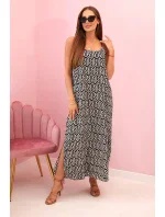 Dámske šaty bez ramienok so šesťuholníkovým vzorom čierne