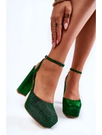 Dámské sandály třpytivé na podpatku model 21597005 - Boto