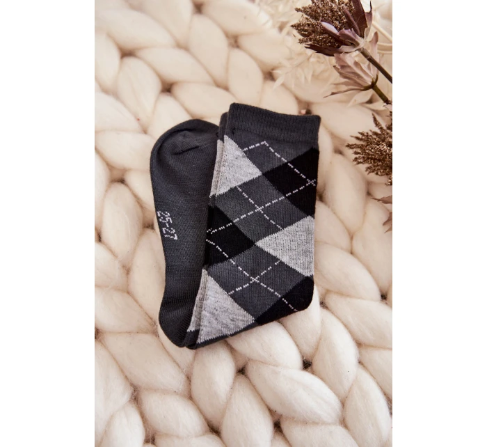 Młodzieżowe Wysokie Skarpety W Kratę 5-Pak Multikolor