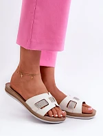 Wygodne Błyszczące Klapki Damskie Inblu BA000050 Białe