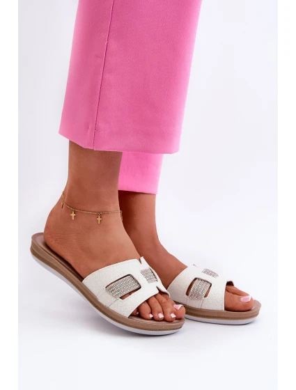 Pohodlné Lesklé Dámské Žabky model 21664635 Bílé - Inblu