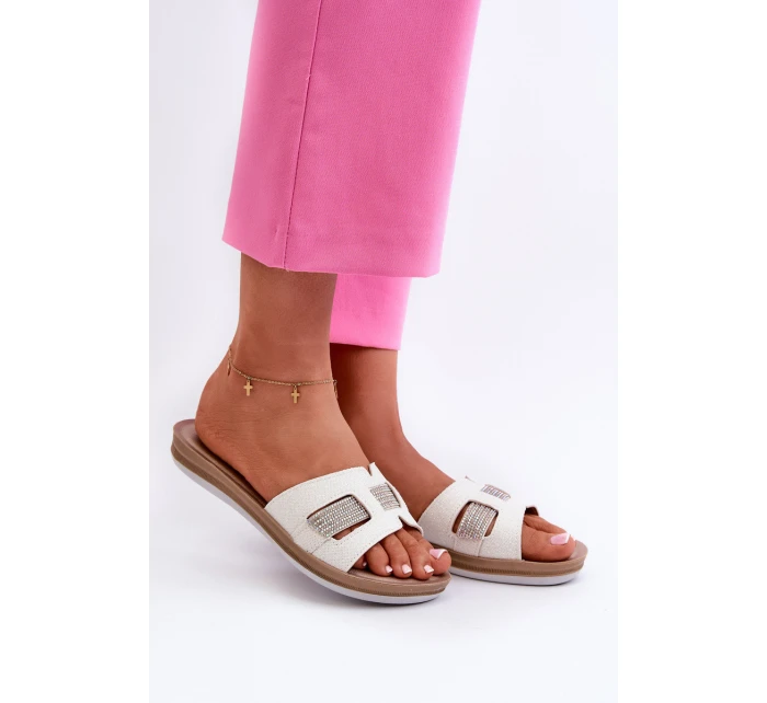 Pohodlné Lesklé Dámské Žabky model 21664635 Bílé - Inblu