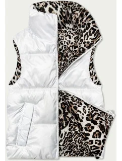 Biela a panterova obojstranná krátka vesta S'West (B8346-26)