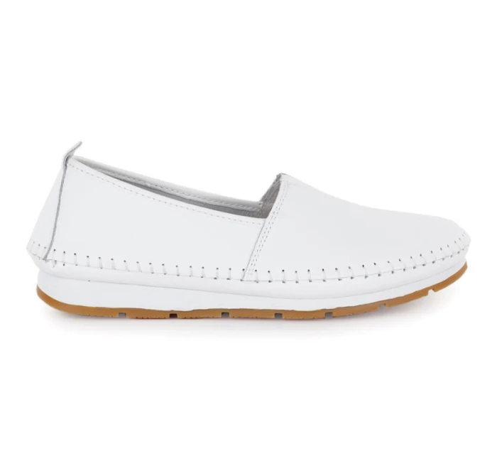 Dámské kožené nazouvací boty bílé model 22015022 - S.Barski