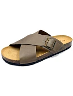 Bio Bio boty pánské žabky model 22202690 z přírodní kůže hnědé Bio Bio boty pánské žabky model 22202690 z přírodní kůže hnědé