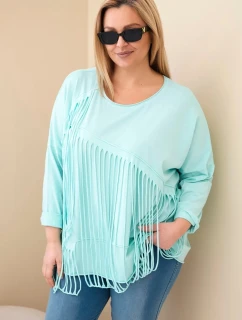 Dámska bavlnená blúzka v nadmernej veľkosti s strapcami Mint