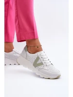 Dámské kožené lehké sportovní boty béžové model 21655443 - VINCEZA