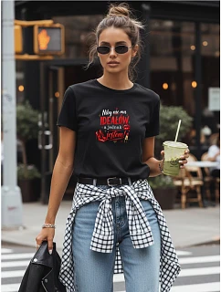 Koszulka damska z nadrukiem na  czarna model 22156915 - FashionStreet