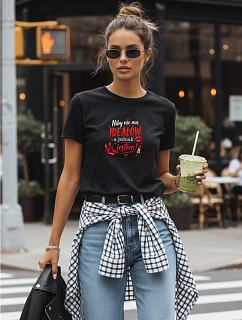 Dámské tričko s potiskem ke Dni matek černé FashionStreet NX5038RY