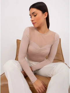 Béžová základná blúzka so sieťovinou BASIC FEEL GOOD (RV-BZ-9202.10X)