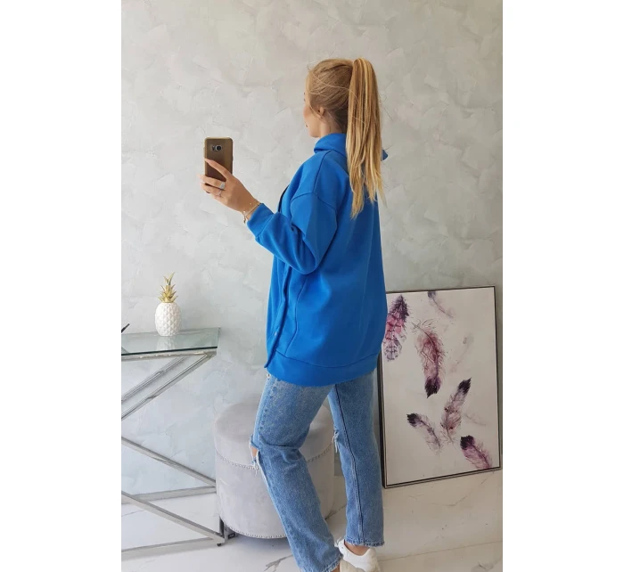 Zateplená mikina s nevädzovo modrými patentkami