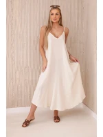 Mušelínové šaty na ramínka světle béžová