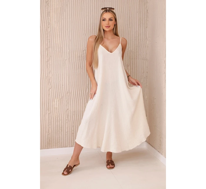 Mušelínové šaty na ramínka světle béžová