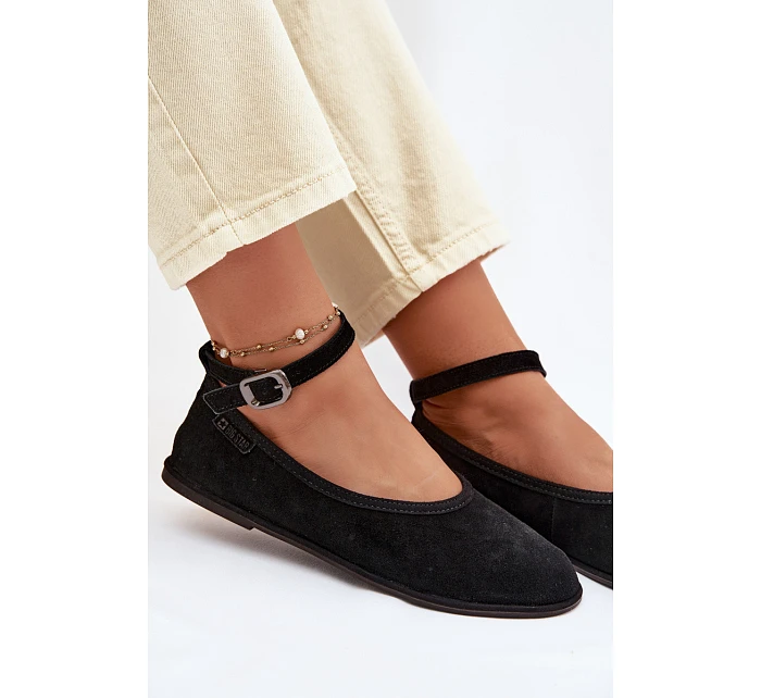 Baleríny z přírodního semiše Big Star TT274212 Černé