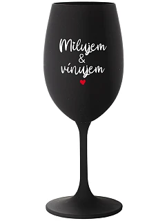 I LOVE & I WINE - čierny pohár na víno 350 ml