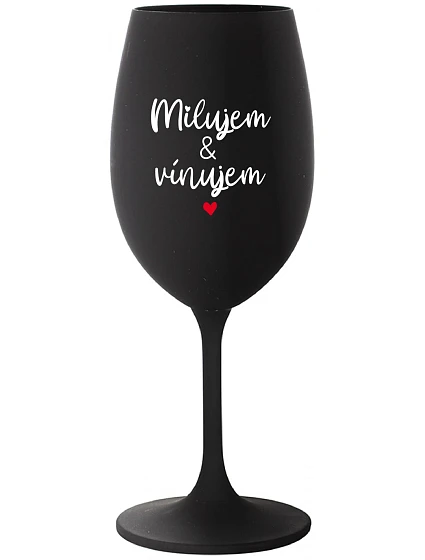 I LOVE & I WINE - čierny pohár na víno 350 ml