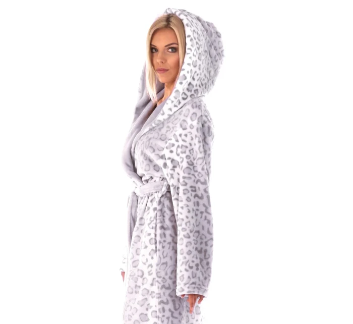 Dámsky župan 3956 irbis s kapucňou so vzorom - Vestis