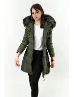 DŁUGA PIKOWANA KURTKA DAMSKA ZIMOWA KHAKI model 21241976 - Libland