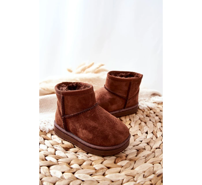 Dziecięce Ocieplane Botki Śniegowce Brązowe Gooby