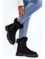 Botky Zamszové Dámské S Kožíškem Černá model 21635838 - EVENTO