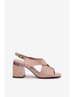 Eleganckie Sandały Damskie Na Słupku Vinceza 62238 Beżowe