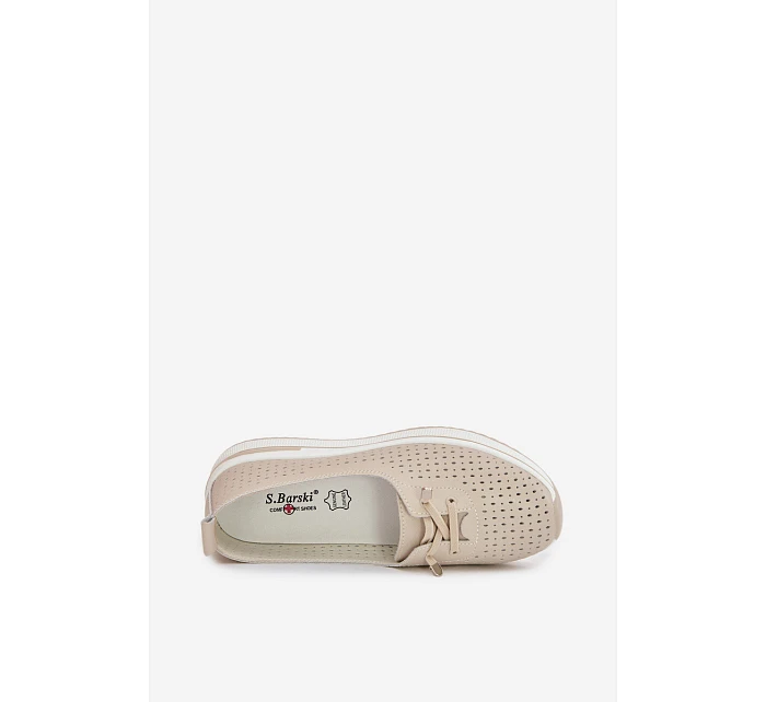 Dámske kožené poltopánky LR61-7044 beige - S.Barski