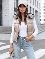 Dámska prešívaná vesta OSHE béžová FashionStreet TY3703