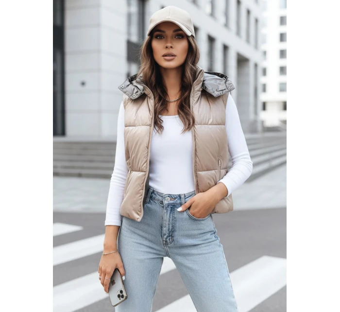 Dámska prešívaná vesta OSHE béžová FashionStreet TY3703