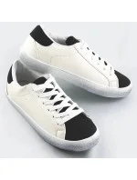 Dvojfarebné bielo-čierne dámske šnurovacie trampky (6340)