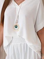 Súprava s náhrdelníkom blúzka + nohavice biela