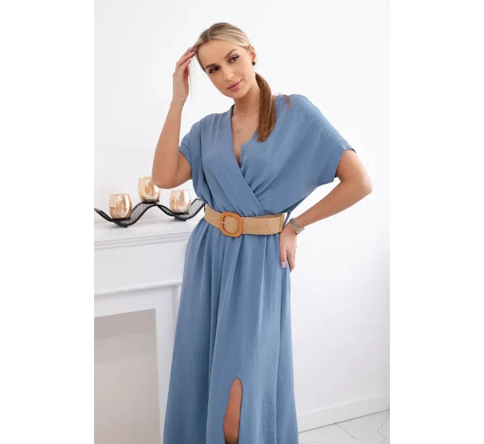 Dlhé šaty s ozdobným pásom denim Dlhé šaty s ozdobným pásom denim