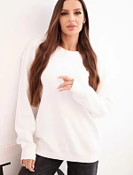 Dámska mikina z elastického bavlneného materiálu s okrúhlym výstrihom biela