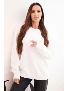 Dámská mikina z  materiálu s kulatým výstřihem bílá model 21494947 - K-Fashion