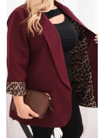 Dámska bunda s leopardou podšívkou Plus Size Plum