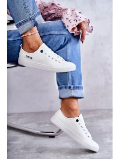 Damskie Skórzane Niskie Trampki Big Star KK274010 Białe