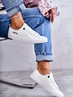 Damskie Skórzane Niskie Trampki Big Star KK274010 Białe