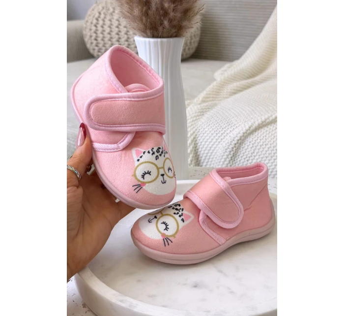 Dětské bačkory na suchý zip růžové Katline