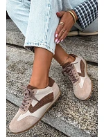 Dámske kožené semišové barefoot tenisky Zazoo N1400 v béžovej farbe