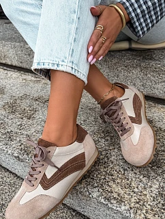 Dámske kožené semišové barefoot tenisky Zazoo N1400 v béžovej farbe