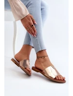 Dámske ploché papuče na podpätku z ekokože, zlaté Maliha