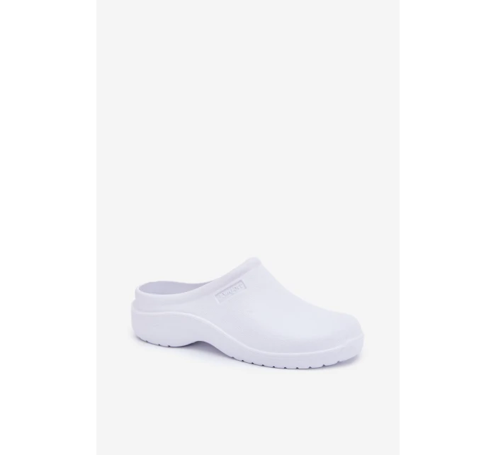 Pánske penové papuče typu drevák - biele