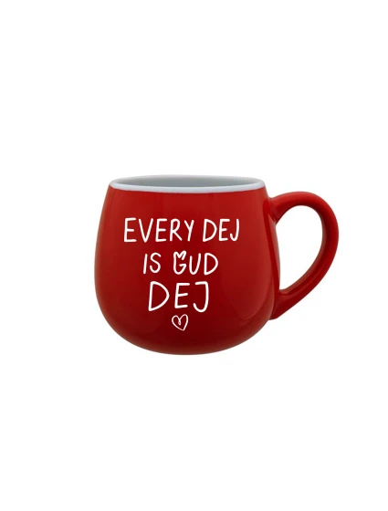 EVERY DEJ IS GUD DEJ - červený keramický hrníček 300 ml