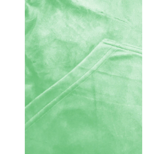 Světle zelená dámská velurová souprava s rozepínací mikinou (8C1176-127)
