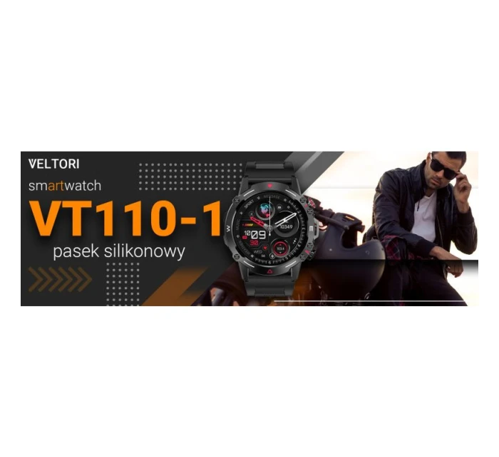 VELTORI VT110-1 Smartwatch Čierny silikónový remienok VELTORI VT110-1 Smartwatch Čierny silikónový remienok