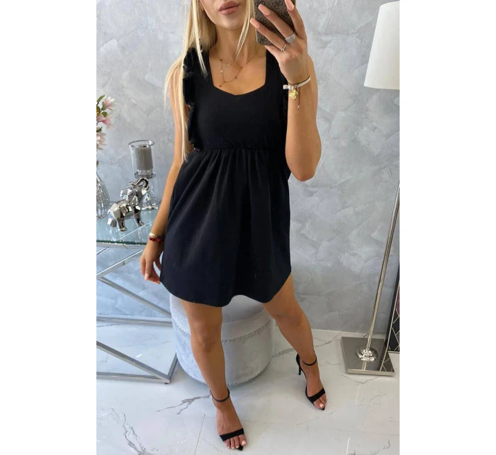 Šaty s volánikmi na bokoch čierne Šaty s volánikmi na bokoch čierne