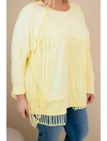 Dámská bavlněná blůza Plus Size s třásněmi žlutá