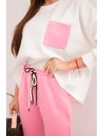 Dámský komplet máslový s kontrastní kapsou světle růžový Dámský komplet máslový s kontrastní kapsou světle růžový