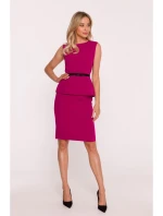 S427 Peplum šaty - slivka