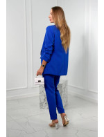 Elegantná súprava saka a nohavíc v chrpovo modrej farbe